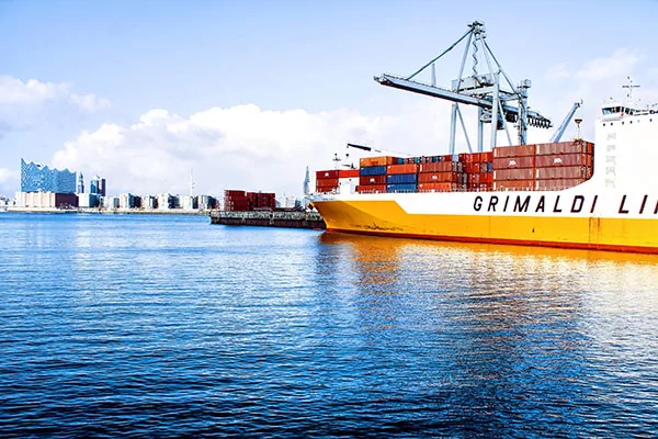 Containerschiff im Hafen